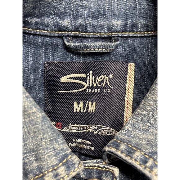 Silver Jeans Co. Denim Vest Size M Distressed Button Front Womens Western Style - Picture 3 of 5